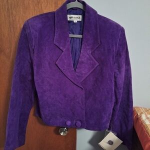 Split End Ltd. NWT Vintage Women's Purple Leather Cropped Blazer Jacket Size 12